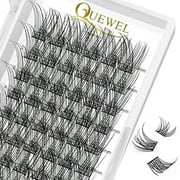 QUEWEL Cluster Lashes 72  Pcs Wide Stem Individual  Lashes C/D Curl 8-16mm  Length DIY Eyelash Extension  False Eyelashes Natural&Mega Styles  Soft for Personal Makeup  Use at Home (Natural-D-18)