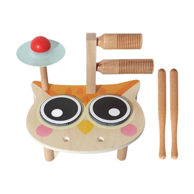 Lipstore Baby Music Drum Toy Musical Toy Motor Skill Wooden Percussion Instrument Wooden Music Instrument for Ages 12+ Month Years Old Owl