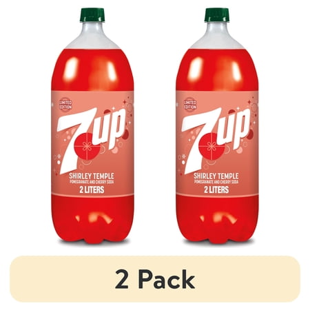 (2 pack) 7UP Caffeine Free Shirley Temple Pomegranate and Cherry Flavored Soda Pop, 2 L bottle