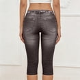 thumbnail image 6 of uublik Pants Capris for Women Stretchy Pants Pull On Jeggings High Waisted Denim Leggings Casual Pants with Pockets, Gray, 6 of 6