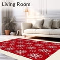 thumbnail image 2 of ODIKA 8'x10' Machine Washable Non-Slip Area Rug, Festive Snowflake Winter Wonderland Accent Decorative Floor High Traffic Rug with Pad, Red, 606701, 2 of 8