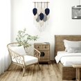 thumbnail image 2 of Tapiz de pared de macramé con hojas tejidas, estilo bohemio, elegante, con plumas, grande, hecho a mano, para dormitorio, sala de estar, apartamento, adorno de 16,5 x 29,5 pulgadas, 2 of 8