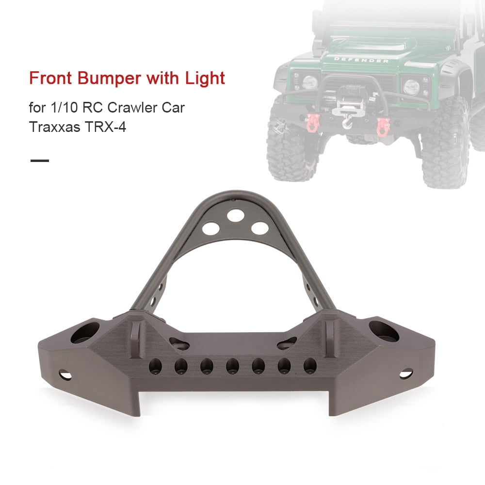 Metal Front Bumper w/ 2 LED Light Lamp For TRX-4 SCX10II 90046 1/10 RC Crawler U 