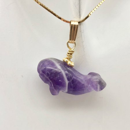 Amethyst Whale Pendant Necklace | Semi Precious Stone Jewelry | 14k gf Pendant