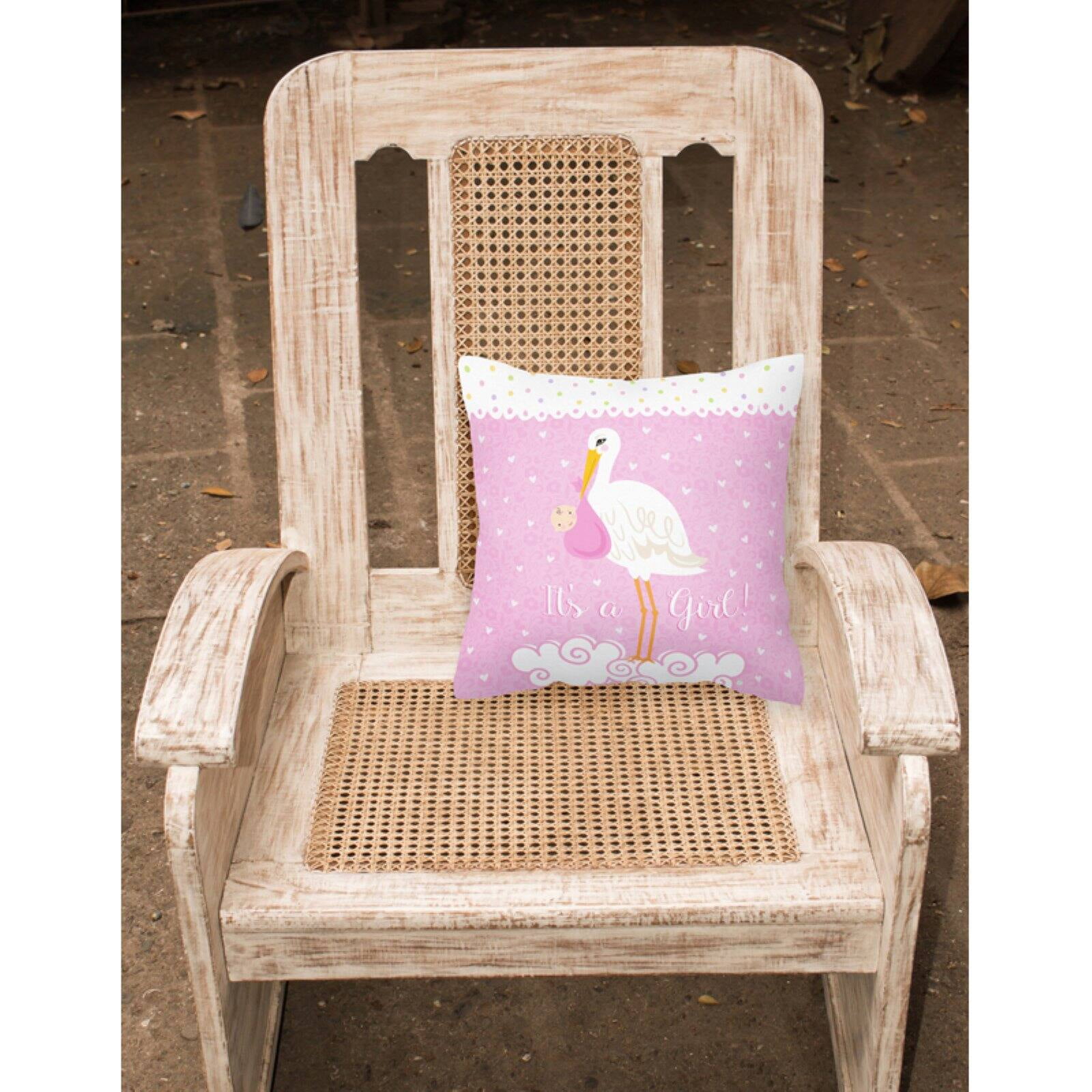 Carolines Treasures VHA3013PW1818 Its a Baby Girl Fabric Decorative Pillow  18H x18W multicolor