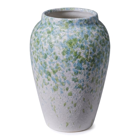 Unique Bargains Modern Flower Vase Matte Ribbed Opening Decorative Blue-Green