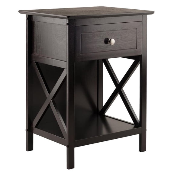 Winsome Xylia 1-Drawer Transitional Solid Wood Storage End Table in Coffee