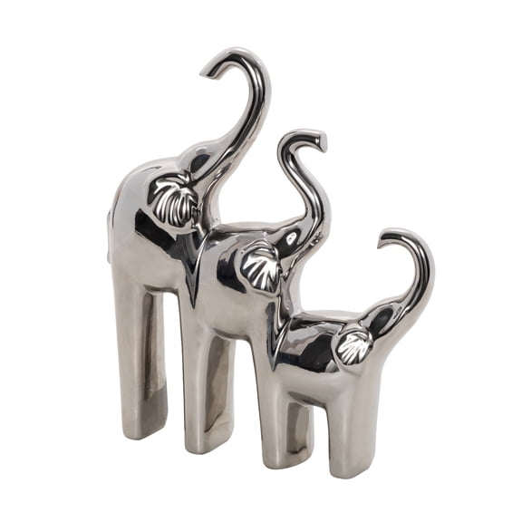 11" x 14" Silver Ceramic Elephant Sculpture, by DecMode