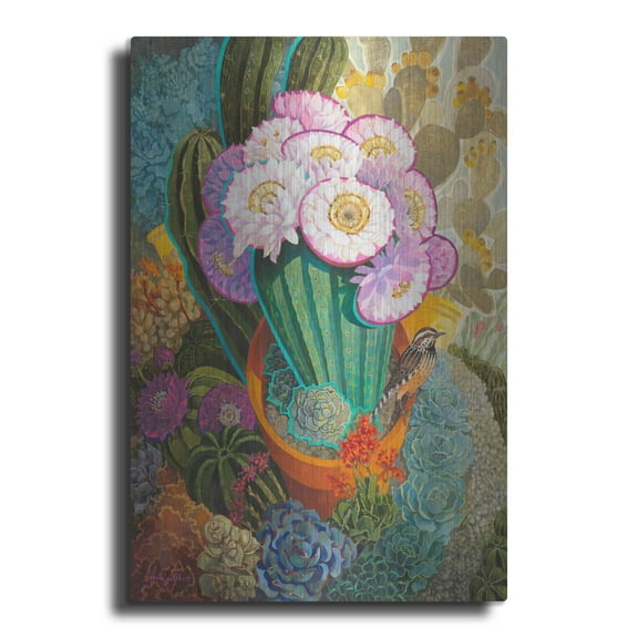 Luxe Metal Art 'The Prickly Garden' by David Galchutt, Metal Wall Art, 12"x16"