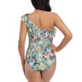 thumbnail image 5 of Pofeuu Rose Flowers Print Women's One Piece Swimsuits One Shoulder Swimwear Asymmetric Ruffle Monokinis Bathing Suits-Large, 5 of 6