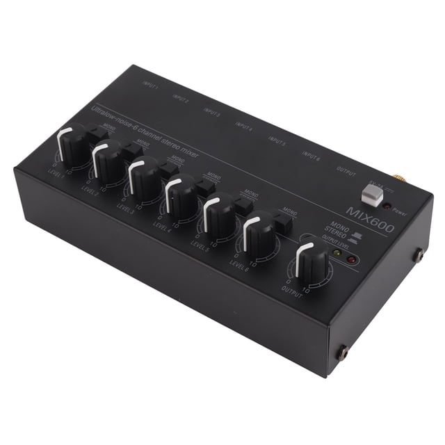 Mini Mezclador De , Mezclador De Línea De 6 Canales De Bajo Ruido, Salida Y Entrada 1/4in 1/8in TRS Mezclador De Sonido, Mezclador Estéreo Para Guitarras, Bajos,