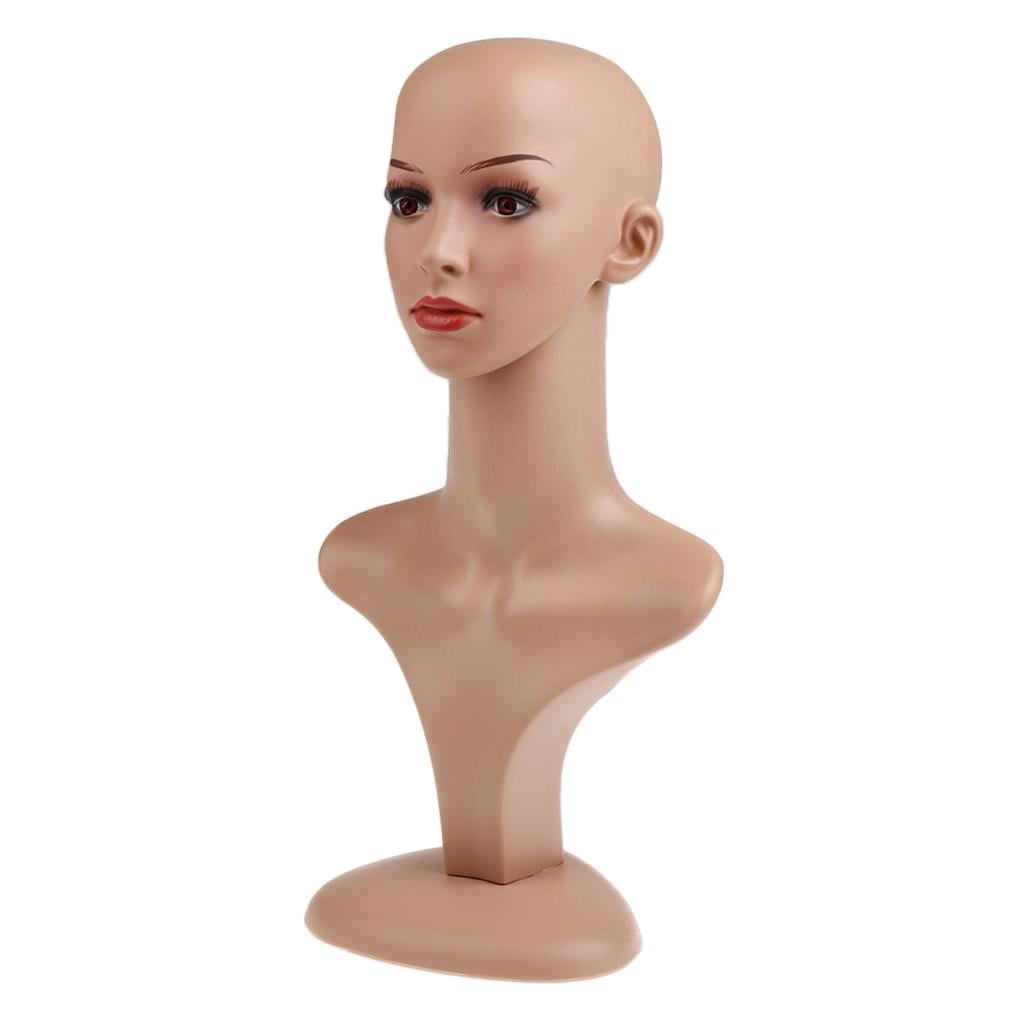 Dualoai 17.7" Plastic Wig Head - Tall Female Mannequin Head Wig Stand and Holder Model,