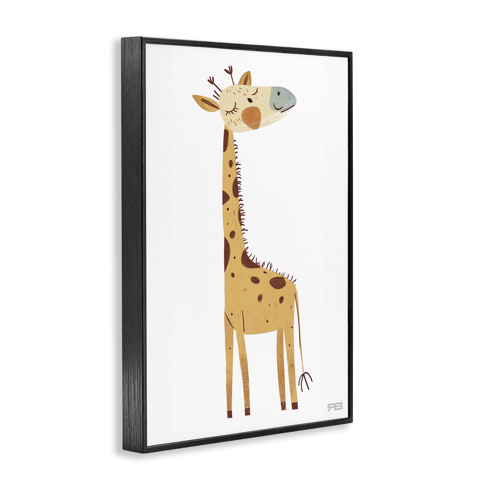 Stupell Industries Happy Giraffe Winking Animals & Insects Painting Black Framed Art Print Wall Art, 20 x 30