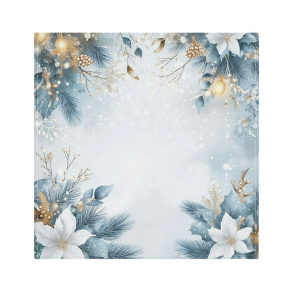 Qxltty White Background with Snowflakes Napkins 20×20in Perfect for Parties Dinners Weddings Cocktail Housewarming Cloth Napkins Set of 6