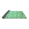 thumbnail image 2 of Ahgly Company Indoor Round Oriental Turquoise Blue Traditional Area Rugs, 7' Round, 2 of 4