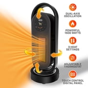 Handy Heater 3D Heat Tower 1500W Oscillating Space Heater with Remote, Adjustable Thermostat and Timer, Black