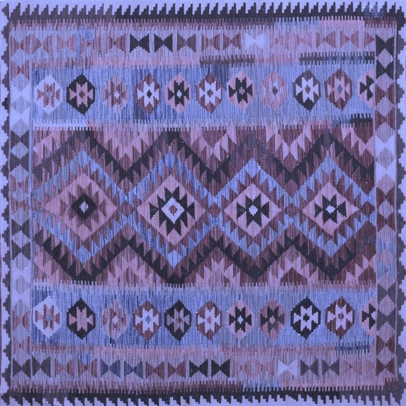 Ahgly Company Indoor Square Oriental Blue Traditional Area Rugs, 5' Square