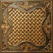 Dundee Deco's Rustic Antique Gold Traditional Glue Up/Drop In Ceiling Panels, 2 ft. X 2 ft. (4 sq ft.) each, Pack of 50