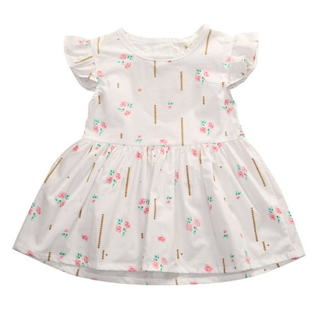 

Douhoow Baby Girl Flower Dress Summer Kids Ruffle Backless Dresses