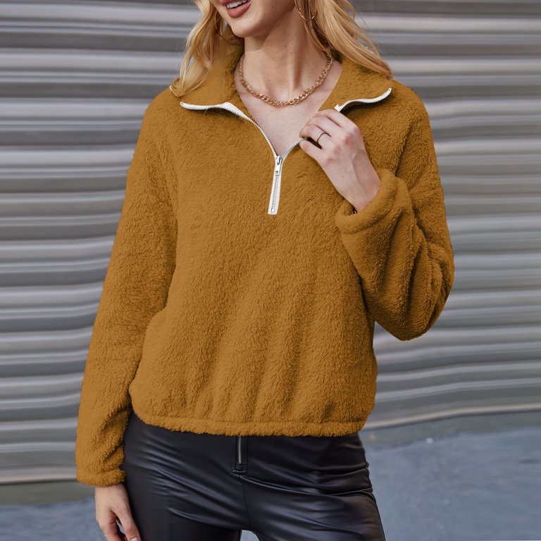 women's fuzzy fleece pullover