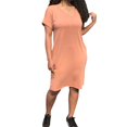 thumbnail image 2 of EIMELI T-Shirt d'Été Décontracté pour Femmes Robe à Col en V Manches Courtes Poches Mi-Longues, 2 of 6