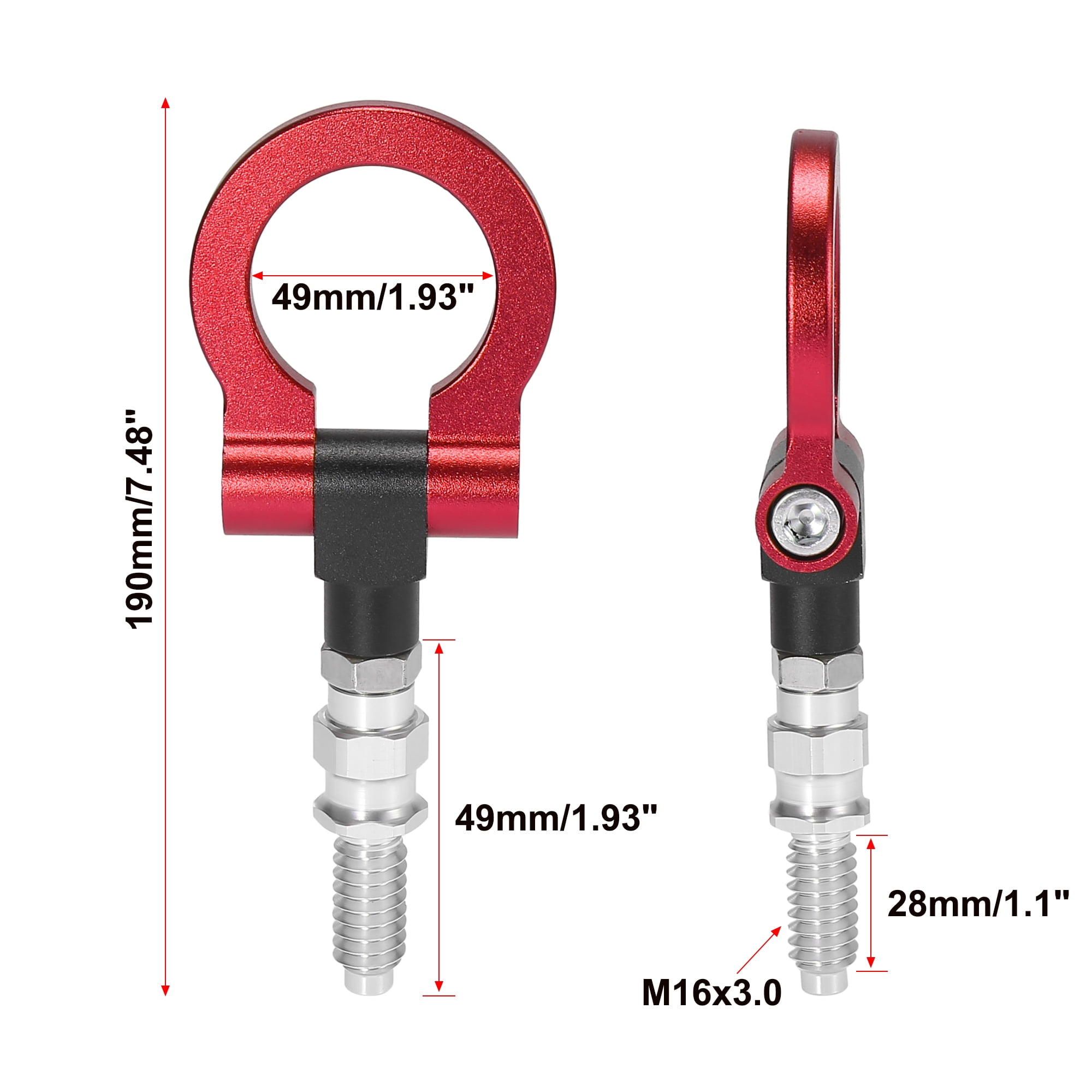 Unique Bargains Red Aluminum Alloy Front Bumper Trailer Ring Eye Towing Tow Hook Screw