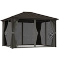 thumbnail image 1 of Outsunny Gazebo de Luxe 3 m x 3,6 m avec Toit Rigide, Rideaux et Moustiquaire, Gris, 1 of 10