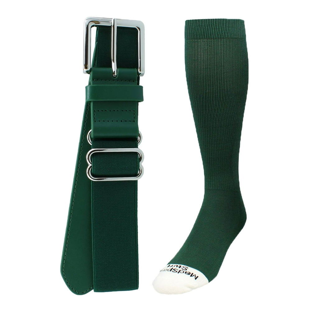 Pro Line Softball Socks and Belt Combo (Dark Green, Medium) Dark Green,Medium