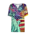 thumbnail image 4 of Fashion American Flag Shirts Women Cute Henley V Neck Button Down Shirts USA Flag Graphic Short Sleeve Tops Summer Dressy Casual Blouses Independence Day Patriotic T-Shirts Summer Tees, 4 of 5