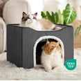 thumbnail image 5 of Cat Beds for Indoor Cats - Large Cat Cave for Pet Cat House with Fluffy Ball Hanging and Scratch Pad, Foldable Cat Hideaway,16.5x16.5x13 inches,Dark Grey, 5 of 14