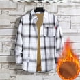 thumbnail image 1 of Chaqueta informal Augper para hombre, con forro polar y sherpa, de franela a cuadros y botones, para exteriores, 1 of 4