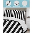 thumbnail image 4 of Black Striped Twin Size Down Alternative Comforter, Lightweight Comforter Quilt Bedding Set with Pillow Shams Modern Farmhouse Black and White Stripes All Seasons Bed Comforter Duvet Insert 68"x86", 4 of 7