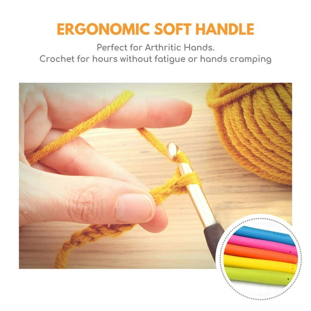 Crochet Hooks Set,2mm(B)-8mm(L) Ergonomic Crochet Hooks with Case for  Arthritic Hands,Extra Long Crochet Needles 