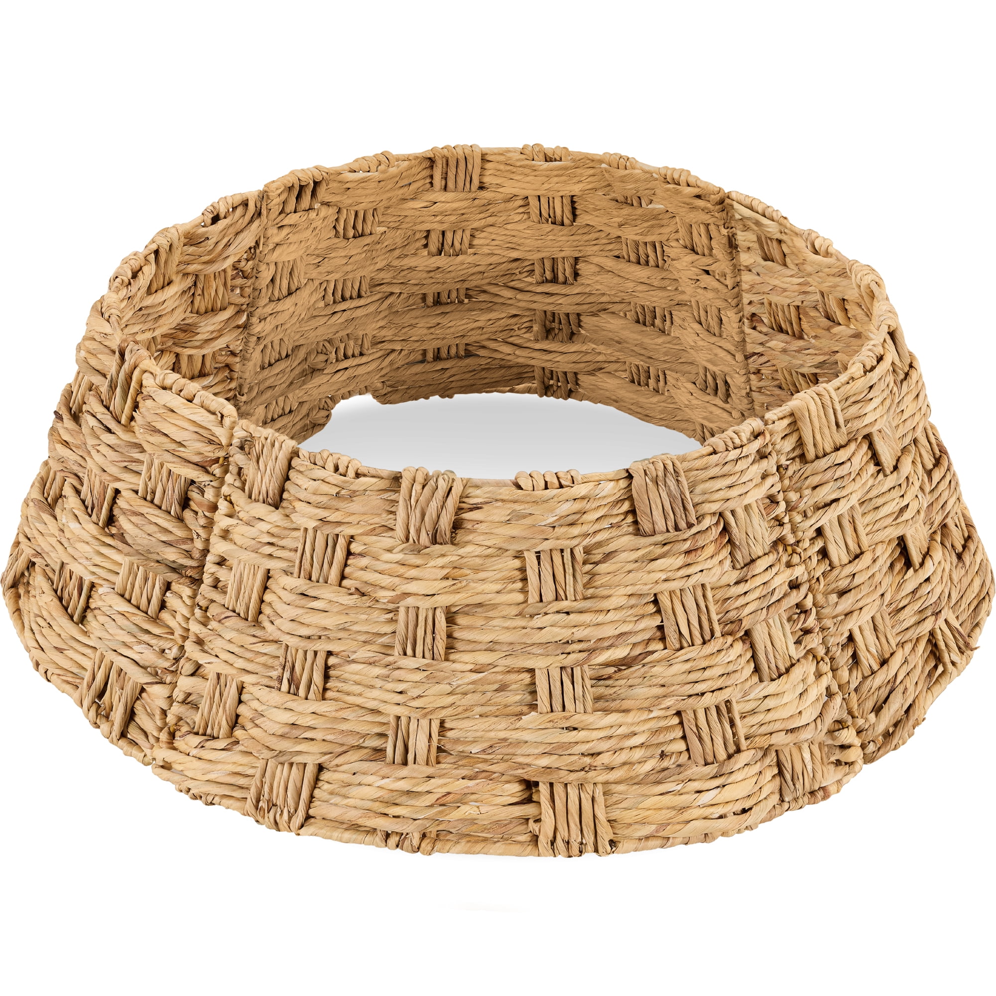 Best Choice Products 36in Basket Woven Hyacinth Christmas Tree Collar, Tree Skirt Accessory w/ Cord Cut-Out - Natural