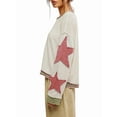thumbnail image 2 of Women Oversized Cotton Long Sleeve Shirts Tops Star Crewneck Pullover Y2K Fall Winter Grunge Clothes Pink Star XL, 2 of 7