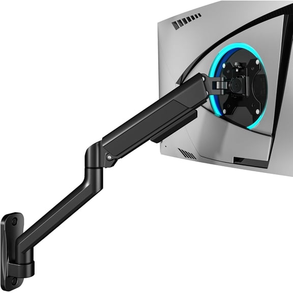 ARES WING Single Monitor Wall Mount for 17–40 Inch Screens, Heavy Duty Adjustable Monitor Arm Wall Mount up to 26.5 lbs, Full Motion VESA 75x75 100x100, Space-Saving Wall Bracket, Black