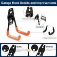 thumbnail image 3 of JJEAN-4 Pack Heavy Duty Wall Hooks for Hanging - Anti-Slip Coating, Solid Steel 7.7 Inch Large Square Garage Hooks for Ladder, Bikes, Tools and More(Orange), 3 of 4