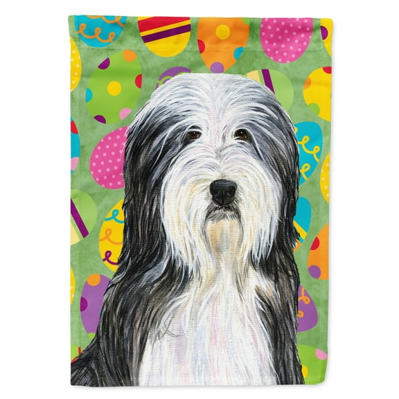 Carolines Treasures SS4842-FLAG-PARENT Bearded Collie Easter Eggtravaganza Flag  multicolor