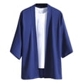 thumbnail image 4 of Hpapadks Mens Summer Shirts Solid Color Kimono Half Sleeve Blouses Elegant Loose Soft Cardigan Mens Dress Shirt Blue XL, 4 of 5
