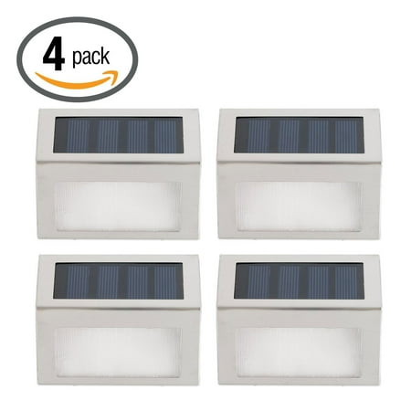 Hoont Pack Of 4 Outdoor Stainless Steel Led Solar Step Light Departments