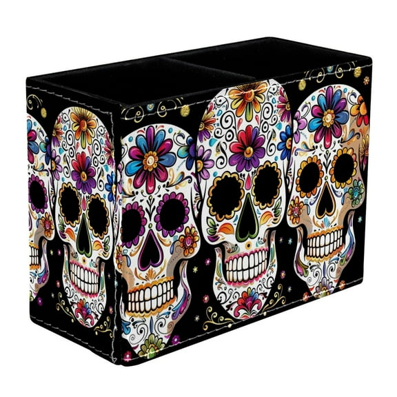 ERJLKXP Pen Holder for Desk Organizer,Sugar Skull Mexico Pencil Cup Holder,Pen Desktop Storage Box for Home and Office Makeup Brush Holder