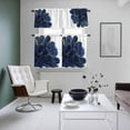 thumbnail image 5 of Blue Gold Flower Kitchen Curtains Valances and Tiers Set of 3 Deep Blue Gradient Vintage Abstract Line Tier Curtains and Valance with Rod Pocket for Small Windows, 27.5"x36", 5 of 9