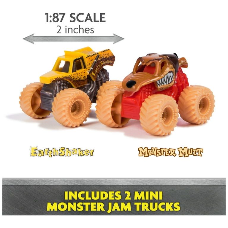 Monster Jam Mini Jams, Earthshaker Boneyard Blaster Playset with 2