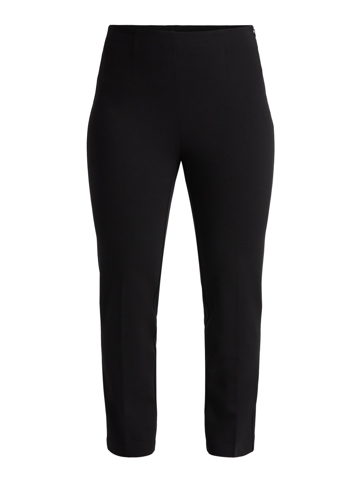 Time and Tru Women's Slim Straight Ponte Knit Dress Pants, 27” Inseam, Sizes XS-XXL