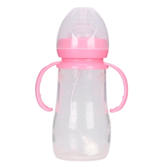 BOKYAN 240ml Wide‑Caliber Silicone Baby Bottle with Handle & Straw, 450°C Heat‑Resistant, Safe, Compact & Easy to Clean