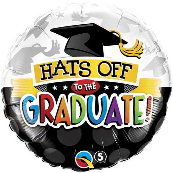 18 inch Hats Off To The Graduate Qualatex Foil Mylar Balloon - Party Supplies Decorations
