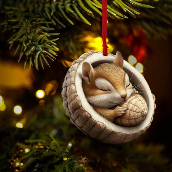 Woodland Animals Christmas Ornaments - Set of 6 Acrylic Forest Animal Decorations with Hanging Cords for Tree, Wreath, Gift - Rustic Holiday Decor