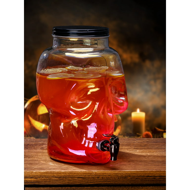Halloween Party 1 Gallon Cold Drink Dispenser Skull Crossbones Zombie Juice  Jar