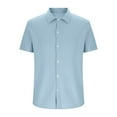 thumbnail image 2 of Eltusu Men's Casual Button Down Shirts, Relaxed Fit Stretchy Summer Lapel Collar Short Sleeve Shirts Light Blue Size M, 2 of 5