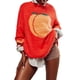 thumbnail image 2 of Suéter de Cuello Redondo de Otoño para Mujer, Suéter Informal de Punto con Estampado de Fresas y Larga, Tops Casuales Elegantes. Naranja XL, 2 of 9
